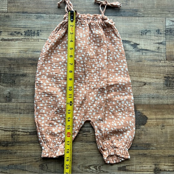 Rylee And Cru Peach/Orange Tie Shoulder Dotted Bubble Romper Cotton Sz 12/18 M - Picture 4 of 8